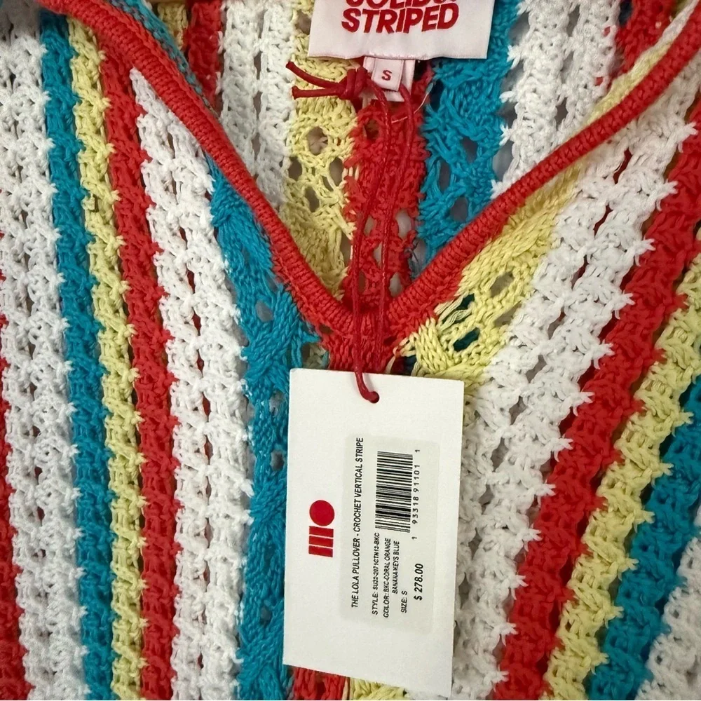 Solid & Striped colorful crochet knit Lola sweater NWT $248